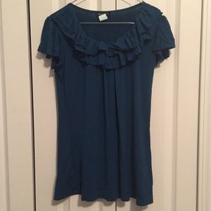 Teal Ruffle topped blouse